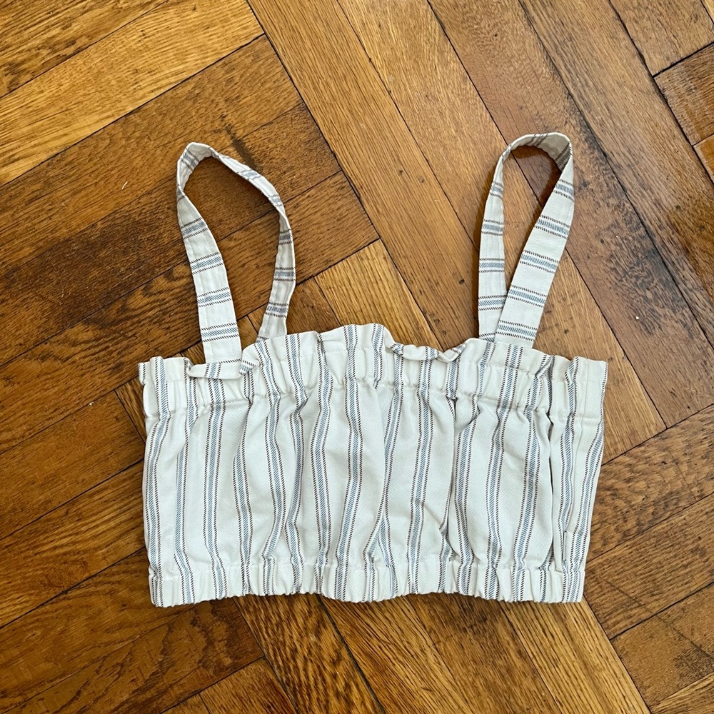 Brixton San Jose Bandeau Crop Top in Off White Small